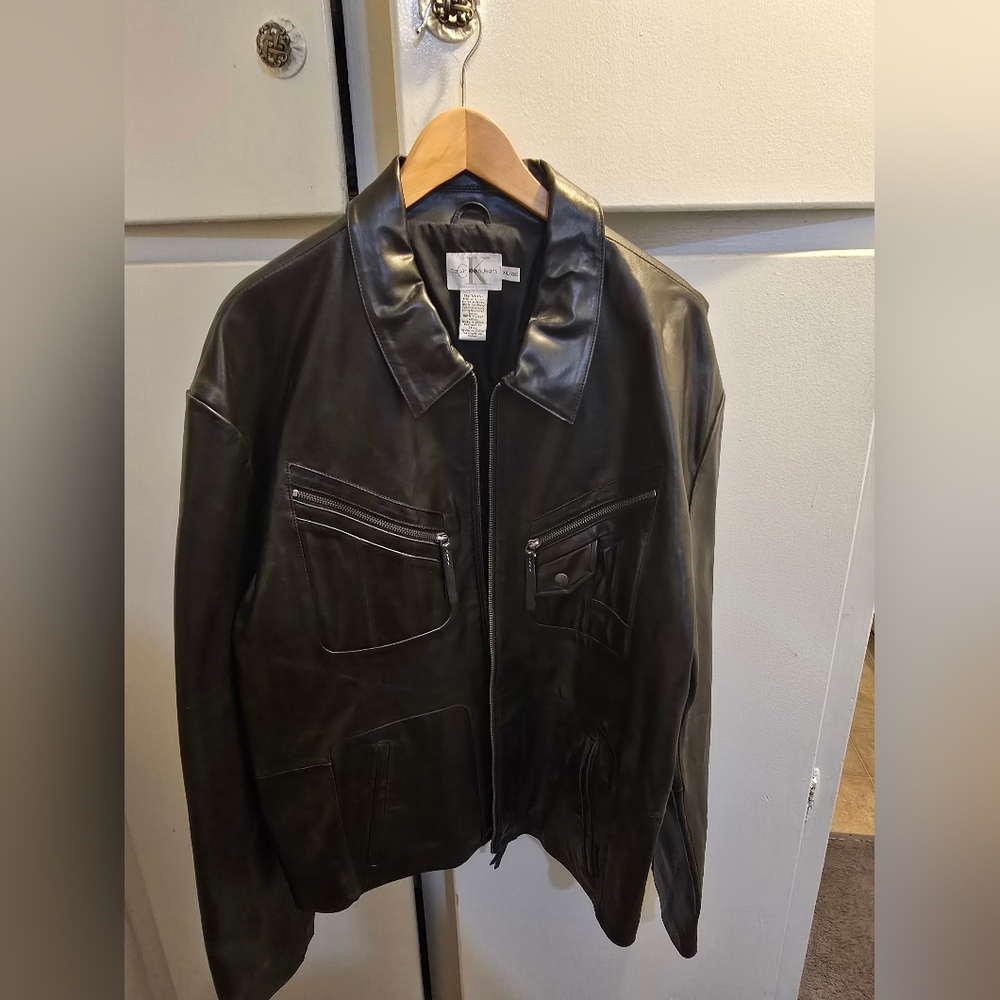Calvin Klein Jeans Black Leather Outerwear